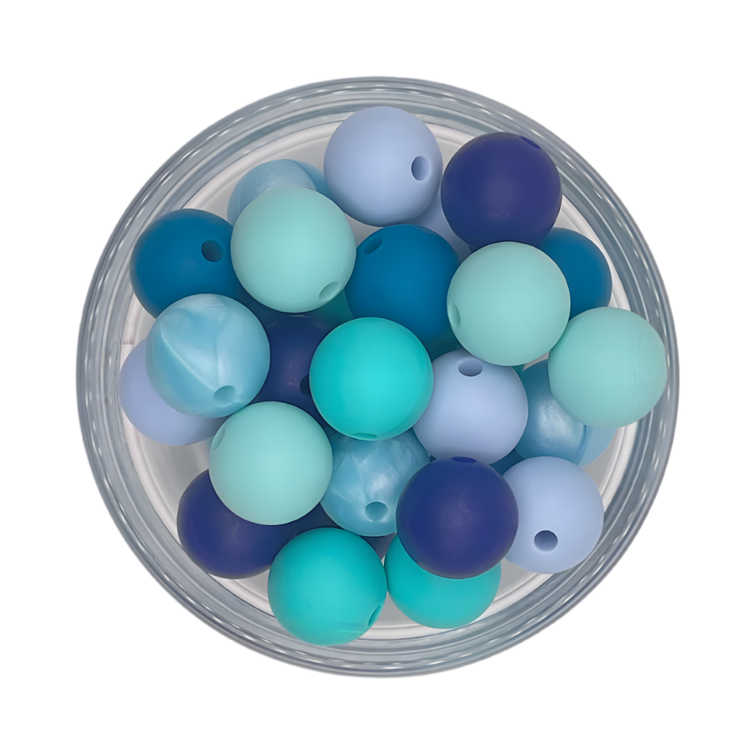 Kralenmix 12mm space blauw tinten