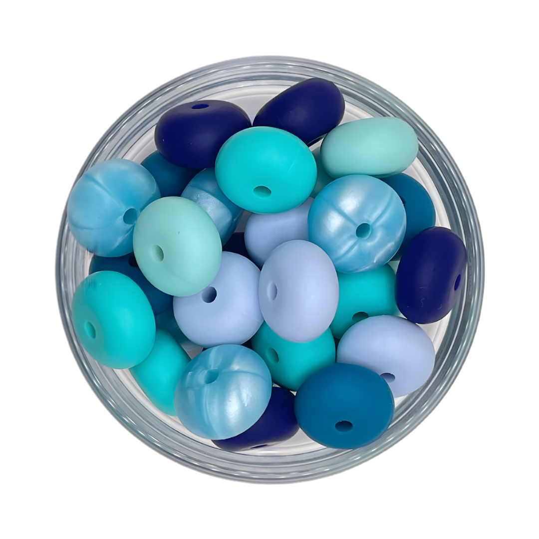 Siliconen kralenmix abacus space blauw