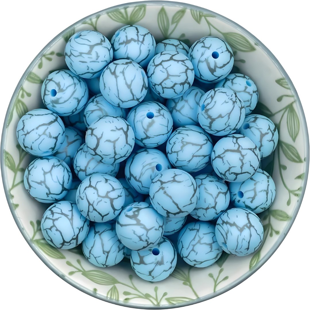 Siliconen printkralen stone blauw