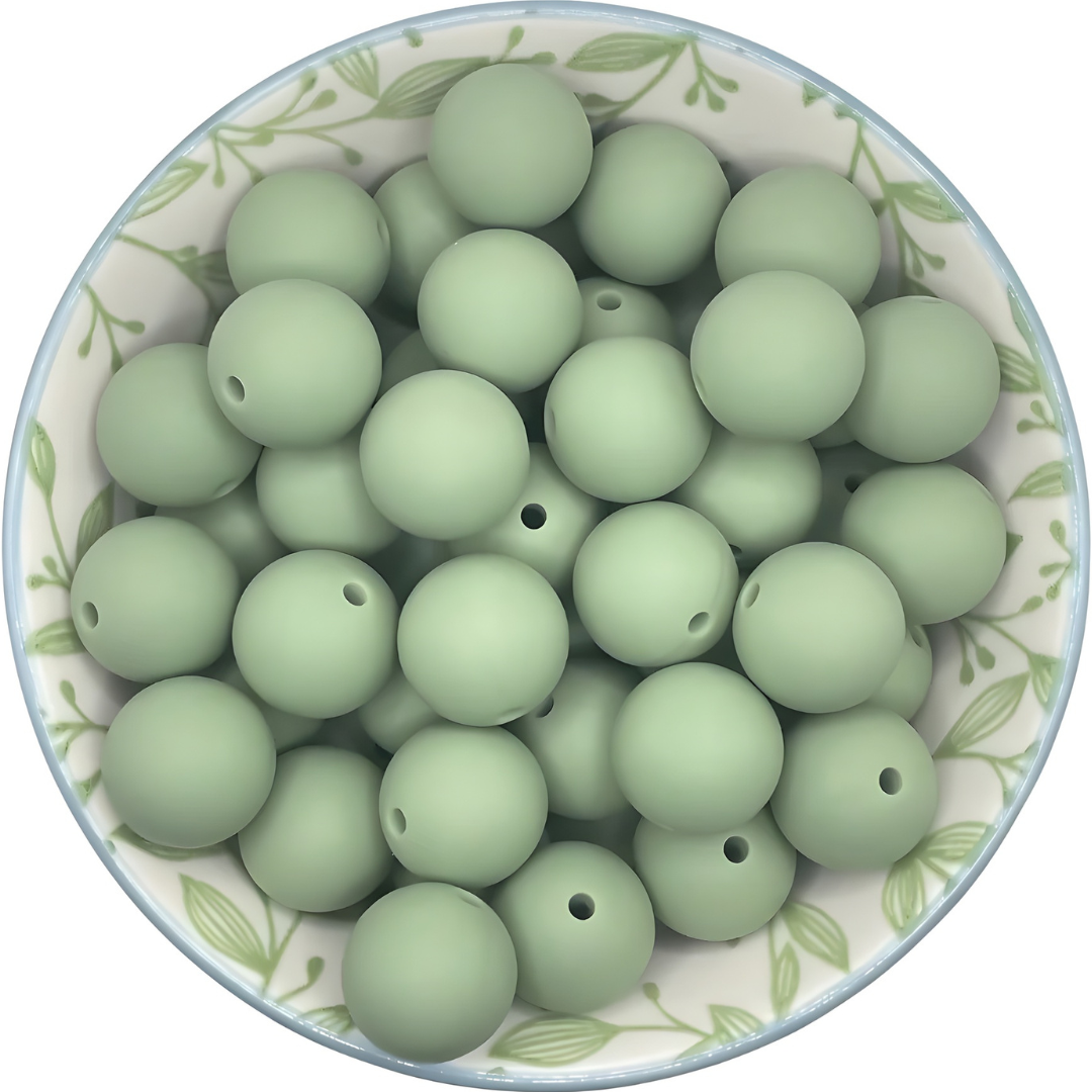 Siliconen kralen 15mm stone green