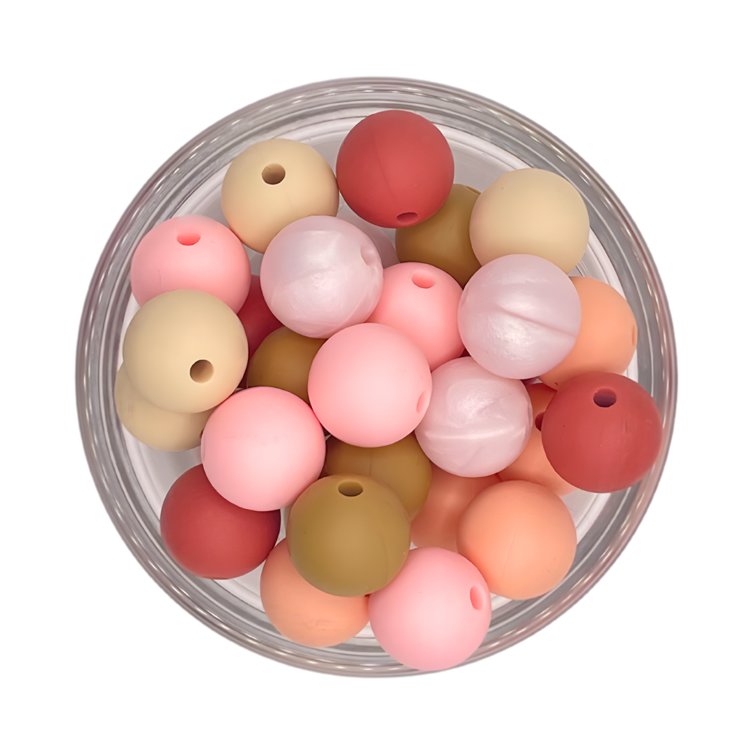 Kralenmix 12mm roze tinten