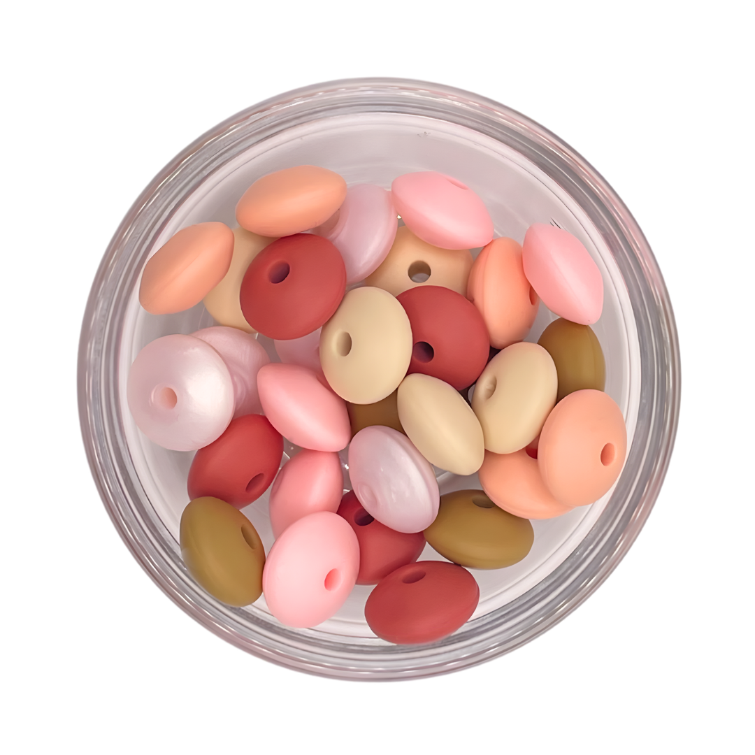 Siliconen kralenmix tussenschijfjes sweet pink