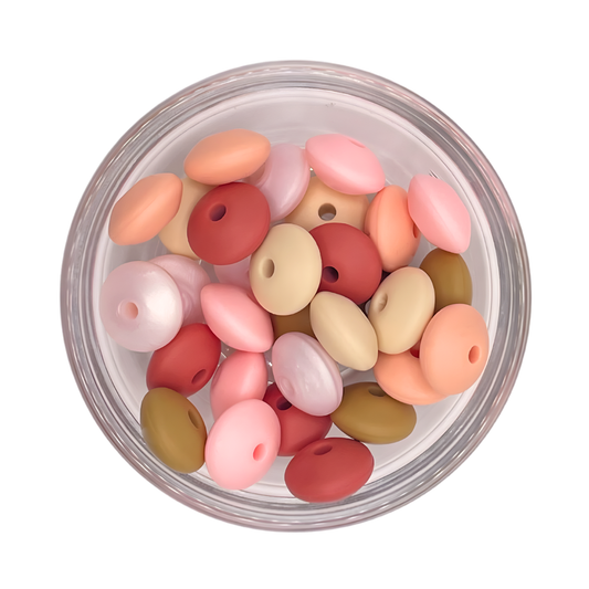 Siliconen kralenmix tussenschijfjes sweet pink