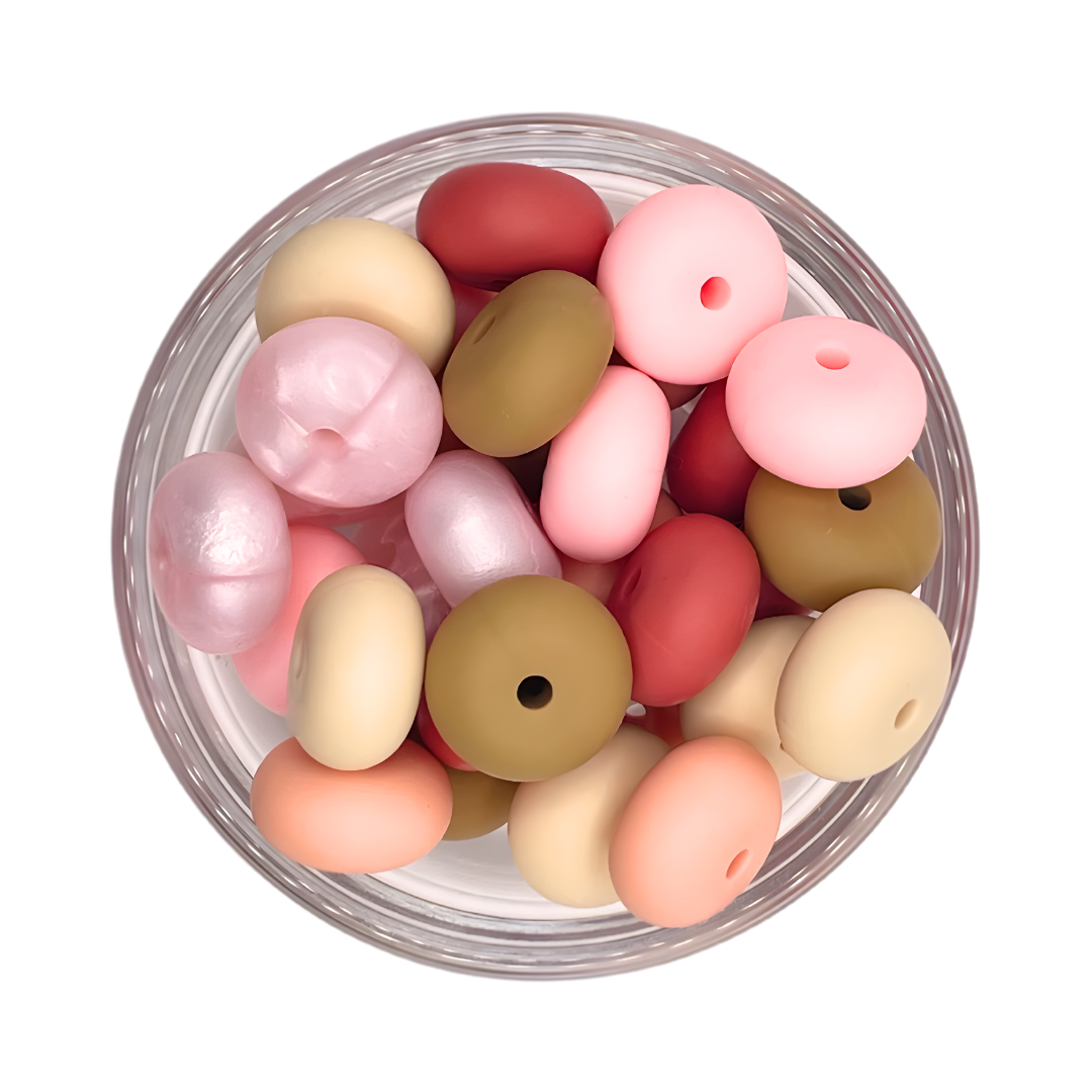 Siliconen kralenmix abacus sweet pink