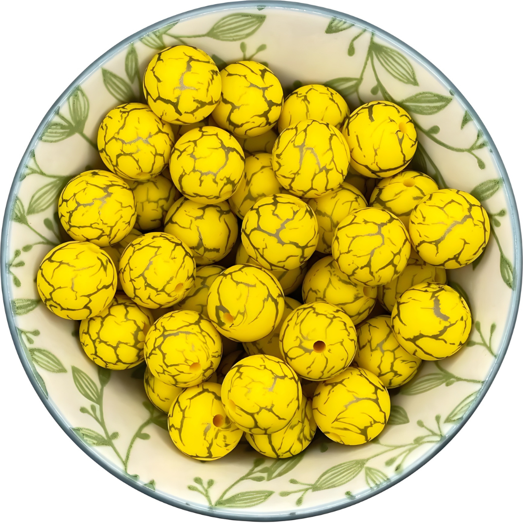 Siliconen printkralen stone geel