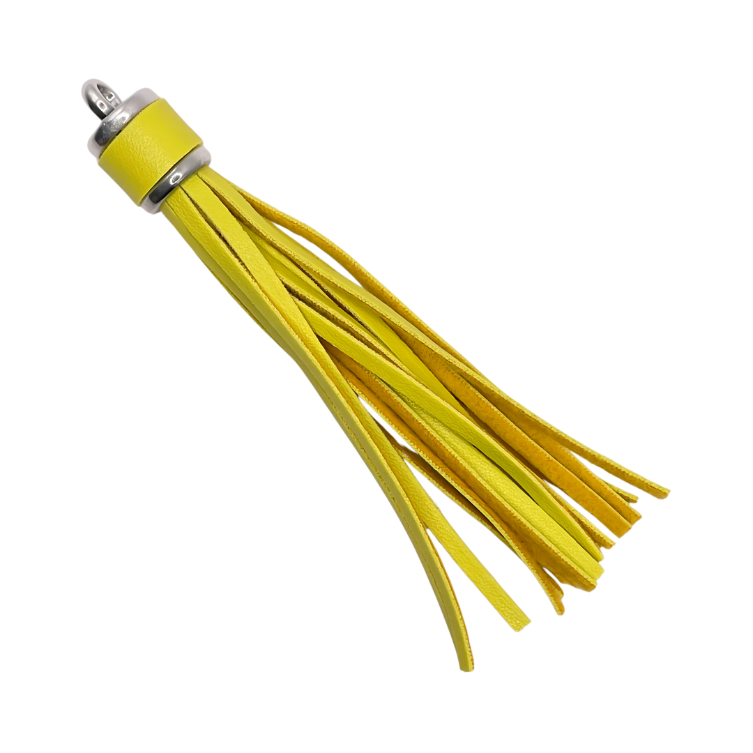 kwast (tazzle) groot geel met ring zilver kleur