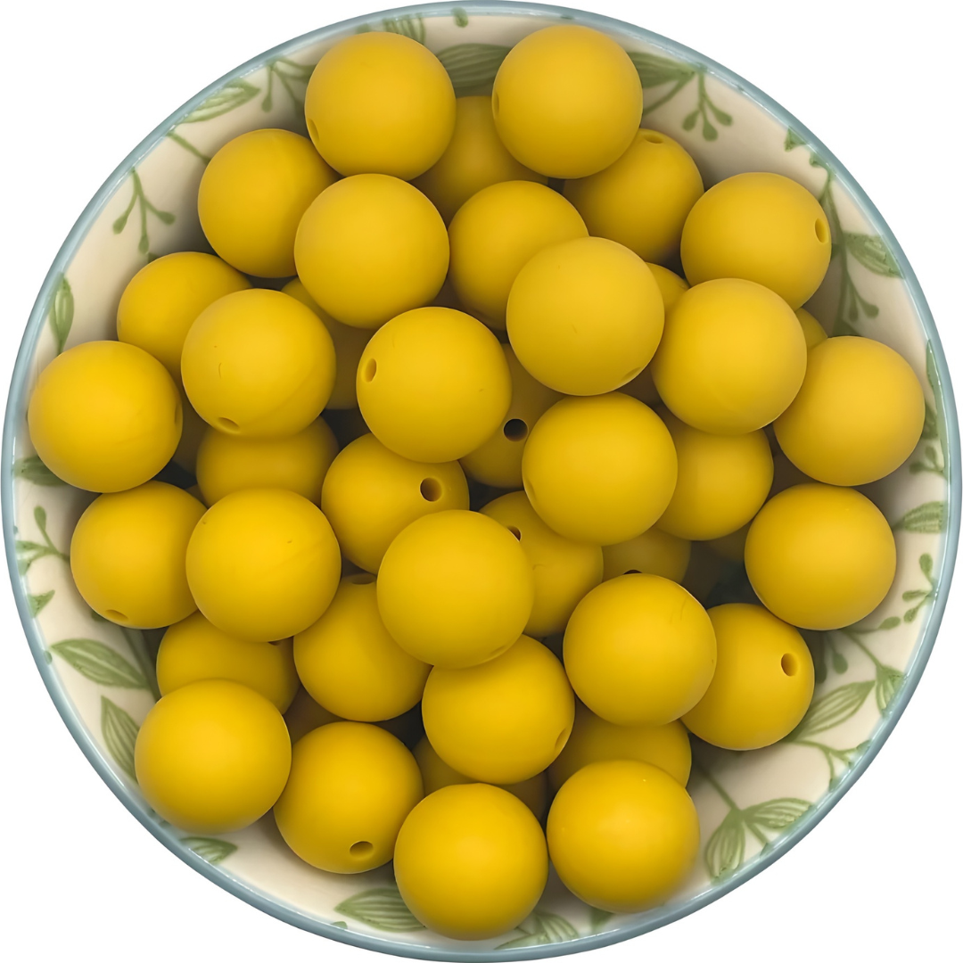 Siliconen kralen 15mm Mosterd