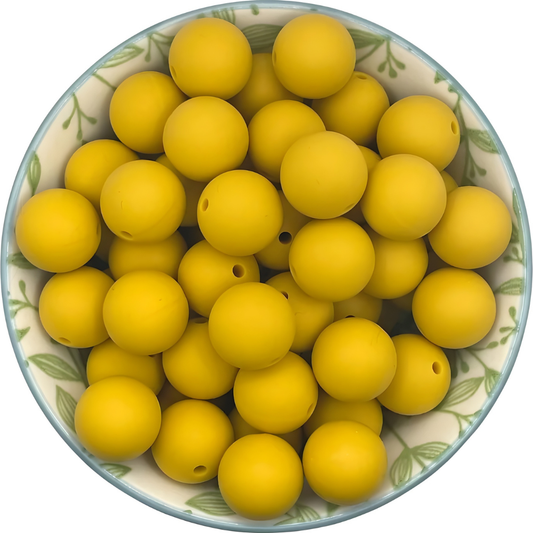 Siliconen kralen 15mm Mosterd