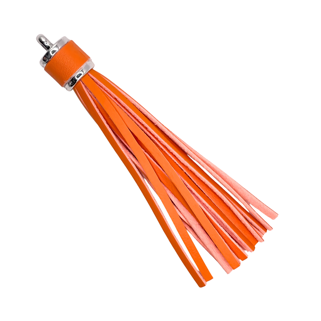 kwast (tazzle) groot oranje met ring zilver kleur