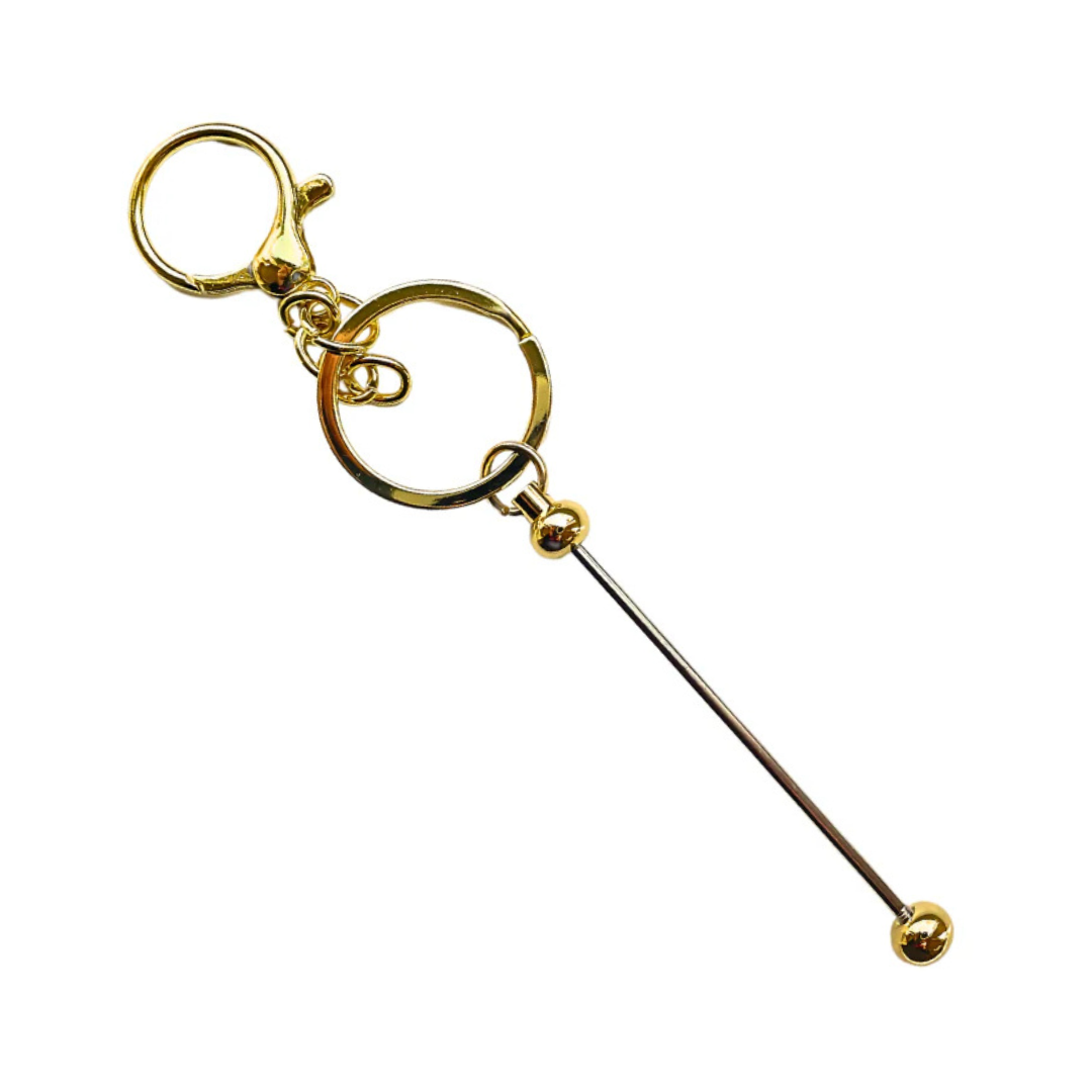 Sleutelhanger staaf voor kralen in de kleur goud